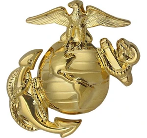 Marine Corps Enlisted Dress Cap Device Gold Eagle Globe and Anchor