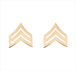 Army chevron rank: 22k Hard Corps gold plated: Enlisted: Sergeant (E-5 / SGT / OR-5).  Priced per pair.