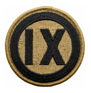 9th Corps OCP Scorpion embroidered Army shoulder sleeve insignia hook fastener patch made in the USA.