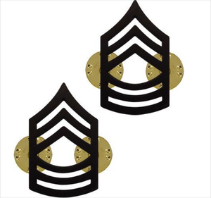 Army chevron rank: Hard Corps subdued metal finish: Enlisted: Master Sergeant (E-8 / MSG / OR-8).


