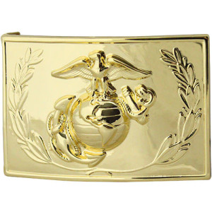 Marine Corps Senior NCO Dress Buckle - 24K Gold Plated With Emblem and Wreath Marine Corps Senior NCO Dress Buckle - 24K Gold Plated With Emblem and Wreath