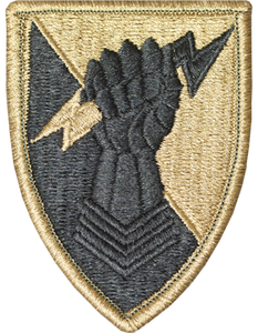 38th Air Defense Artillery Brigade MultiCam OCP hook-and-loop shoulder sleeve insignia patch