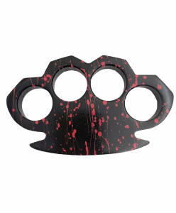 Red and Black Camo Paint Speckled Brass Knuckles - Military Depot