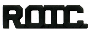 ARMY ROTC COLLAR DEVICE: CUTOUT LETTERS - BLACK METAL ARMY ROTC COLLAR DEVICE: CUTOUT LETTERS - BLACK METAL