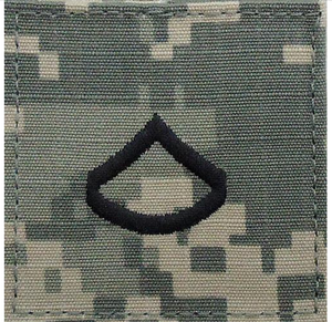US Army E3 Private First Class Gold on Blue Sew-on - Large/Male