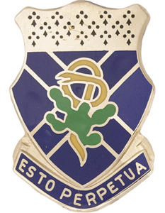 123rd Armor Regiment unit crest DUI Esto Perpetua Kentucky Army National Guard armor insignia blue shield
