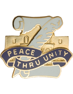 321st Civil Affairs Group Army Distinctive Unit Insignia featuring Peace Thru Unity motto and Alamo design