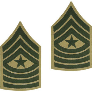 U.S. Marine Corps Sergeant Major E-9 Chevron Patch - Green on Khaki for Male Uniforms U.S. Marine Corps Sergeant Major E-9 Chevron Patch - Green on Khaki for Male Uniforms