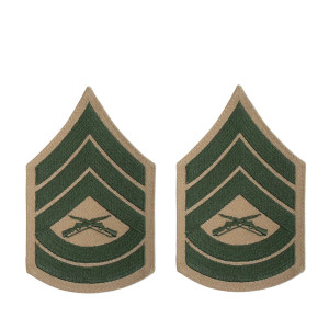 U.S. Marine Corps Gunnery Sergeant E-7 Chevron Patch - Green on Khaki for Female Uniforms U.S. Marine Corps Gunnery Sergeant E-7 Chevron Patch - Green on Khaki for Female Uniforms