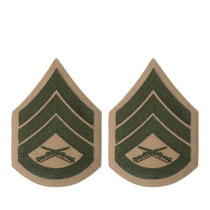 U.S. Marine Corps Staff Sergeant E-6 Chevron Patch - Green on Khaki for Female Uniforms U.S. Marine Corps Staff Sergeant E-6 Chevron Patch - Green on Khaki for Female Uniforms