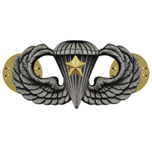 Silver Anodized Finish: A refined silver look that enhances the detail and adds a polished, military-grade finish.
The United States Army Combat Basic Parachutist Fifth Award Badge features a distinctive and meaningful design symbolizing a soldier’s remarkable achievement in airborne combat. The badge consists of the following elements:
Wings: The badge prominently features stylized parachutist wings, which stretch outward, symbolizing the soldier's skill in airborne operations. The wings are detailed with sharp lines and a sense of motion, representing the airborne nature of the badge.
Parachute Canopy: Above the wings, a parachute canopy is depicted, further emphasizing the airborne theme and the soldier’s expertise in parachuting.
Five Jumps: A single gold star centered below the canopy. Silver Anodized Finish: A refined silver look that enhances the detail and adds a polished, military-grade finish.
The United States Army Combat Basic Parachutist Fifth Award Badge features a distinctive and meaningful design symbolizing a soldier’s remarkable achievement in airborne combat. The badge consists of the following elements:
Wings: The badge prominently features stylized parachutist wings, which stretch outward, symbolizing the soldier's skill in airborne operations. The wings are detailed with sharp lines and a sense of motion, representing the airborne nature of the badge.
Parachute Canopy: Above the wings, a parachute canopy is depicted, further emphasizing the airborne theme and the soldier’s expertise in parachuting.
Five Jumps: A single gold star centered below the canopy.