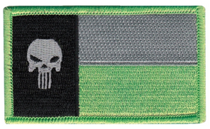 TEXAS FLAG PATCH W/SKULL - HOOK & LOOP BACK - ZOMBIE GREEN TEXAS FLAG PATCH W/SKULL - HOOK & LOOP BACK - ZOMBIE GREEN