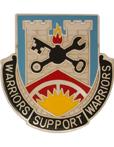 231st Support Battalion Unit Crest with gold finish and pin backing