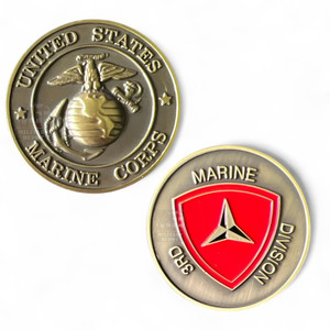3rd Marine Division USMC Challenge Coin – Eagle Globe and Anchor on Front, Spearhead Insignia on Reverse, Bronze Marine Corps Collectible 3rd Marine Division USMC Challenge Coin – Eagle Globe and Anchor on Front, Spearhead Insignia on Reverse, Bronze Marine Corps Collectible
