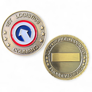 1st Logistics Command Challenge Coin – U.S. Army Red White Blue Insignia on Front, Duty Honor Country Motto with Engravable Back, Bronze Military Collectible 1st Logistics Command Challenge Coin – U.S. Army Red White Blue Insignia on Front, Duty Honor Country Motto with Engravable Back, Bronze Military Collectible