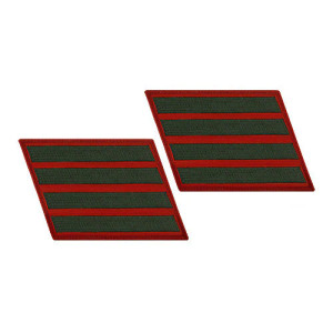 Official USMC Service Stripes – 4 Green on Red Small Official USMC Service Stripes – 4 Green on Red Small