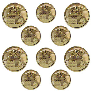 US Army Gold Engineer Button Set - 4 36 Ligne and 6 25 Ligne US Army Gold Engineer Button Set - 4 36 Ligne and 6 25 Ligne