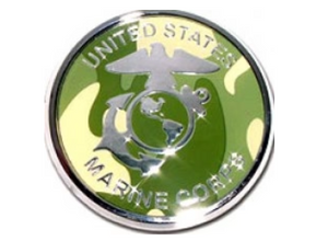Marine Corps Seal Domed Camo Metal Auto Emblem