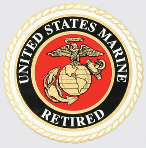 Marine Retired Crest Mylar Decal 4x4 inches, Made in USA military sticker