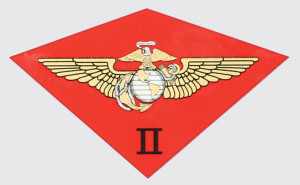 2nd Marine Air Wing Mylar Decal with red background – 5x3.25 inches – Made in USA