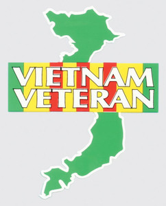 Vietnam Veteran Mylar Decal featuring Vietnam Service Ribbon over green map – 4x5" – Made in USA