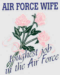Air Force Wife mylar decal with pink roses and script reading "Toughest Job in the Air Force" – 3.5"x4.5" – made in USA Air Force Wife mylar decal with pink roses and script reading "Toughest Job in the Air Force" – 3.5"x4.5" – made in USA