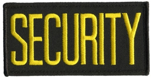 Gold on Black Embroidered Security Patch 4x2"
