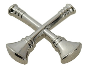 Fire Captain Crossed Bugles Pin with polished metal design for fire service uniforms - nickel Fire Captain Crossed Bugles Pin with polished metal design for fire service uniforms - nickel