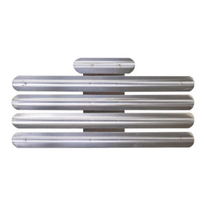 13 ribbon rack metal flush spacing front view