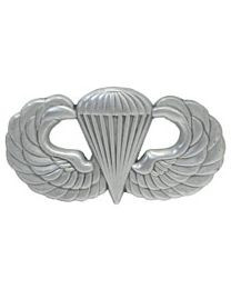 army basic parachutist wings, pewter metal and pin & dammit backing