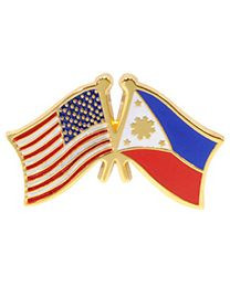 USA Philippines crossed flags lapel pin dual flag design