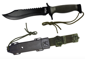 12" Black Survival Knife and Hard Plastic Sheath 12" Black Survival Knife and Hard Plastic Sheath