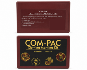 COM-PAC USA Made Clothing Marking Kit with Black and White Fabric Ink Alphabet Stamp Set