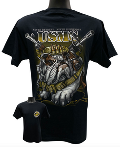 Never Retreat and Never Surrender USMC Bull Dog T-Shirt Never Retreat and Never Surrender USMC Bull Dog T-Shirt