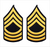 Army chevron rank: large (male size): gold embroidered on blue: Enlisted: Master Sergeant (E-8 / MSG / OR-8) - Price per pair.

