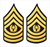 Army chevron rank: large (male size): gold embroidered on blue: Enlisted: Command Sergeant Major (E-9) - Price per pair.

