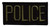 OD green on black embroidered Police patch measuring 4x2 inches