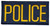 Gold on navy embroidered Police patch measuring 4x2 inches