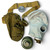 Soviet GP-5 gas mask kit new old stock with rubber facepiece, 40mm filter canister, canvas carry bag, clear eyepieces, and original accessories laid out for display