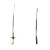 Marine Corps NCO ceremonial sword with polished stainless steel blade and black scabbard with gold fittings displayed side by side