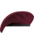 Maroon fitted military beret with fully lined interior and genuine leather sweatband.