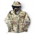 Front view of genuine USGI ECWCS Gen III Level 6 OCP wet weather jacket with hood