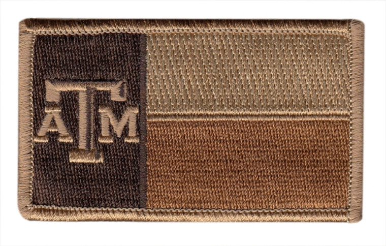 Texas State Flag Patch, A&M, Hook & Loop Back - Desert