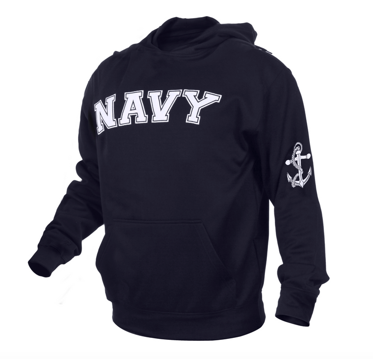 Navy Embroidered Pullover Hoodies