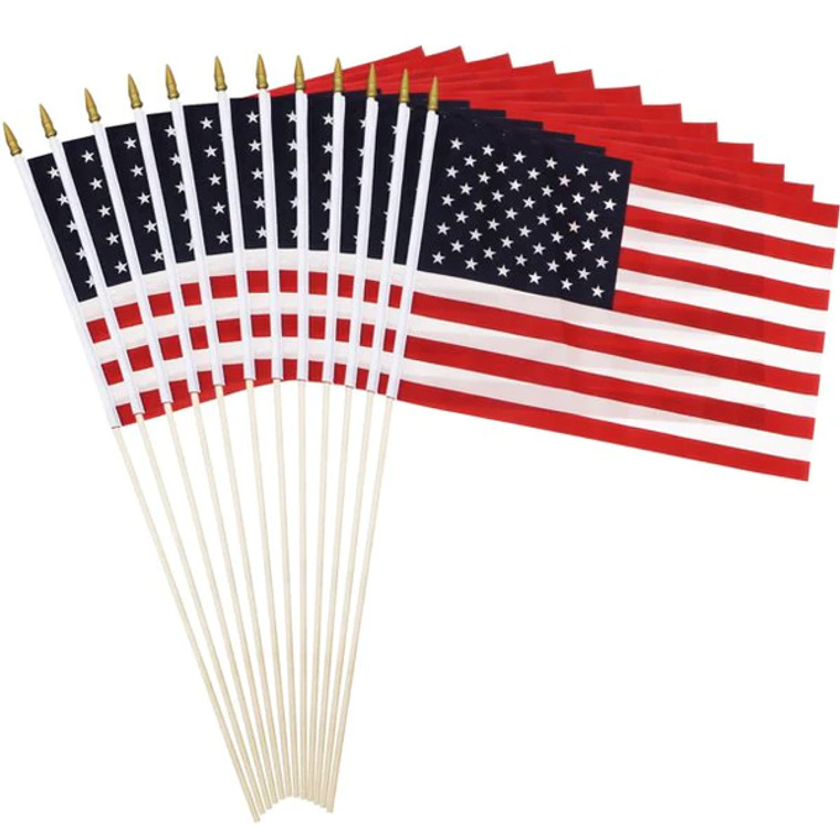 USA Small Stick Flag 4"x6" - 12 Pack