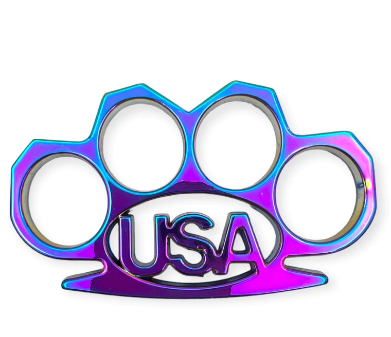 Heavy Duty Metal Rainbow Anodized USA Paperweight Knuckles