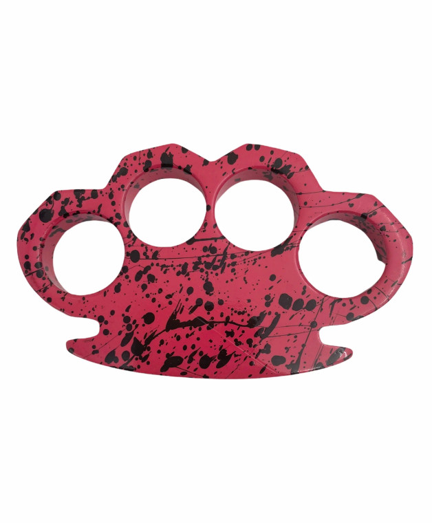 Red and Black Camo Paint Speckled Brass Knuckles