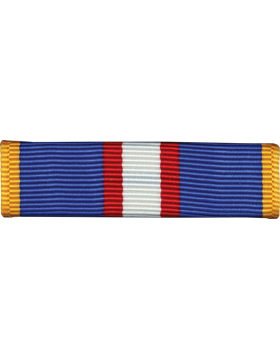 Philippine Independence Medal ribbon authorized for U.S. military wear. Recognizes service in support of Philippine independence and liberation. blue, red, yellow and white accents.