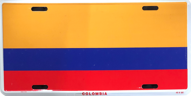 Colombia novelty license plate made from durable metal. Great for collectors, garages, décor, and international car tag displays.