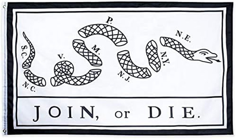 Join or Die (White) Nylon Weather Resistant Flag - 3'x5'